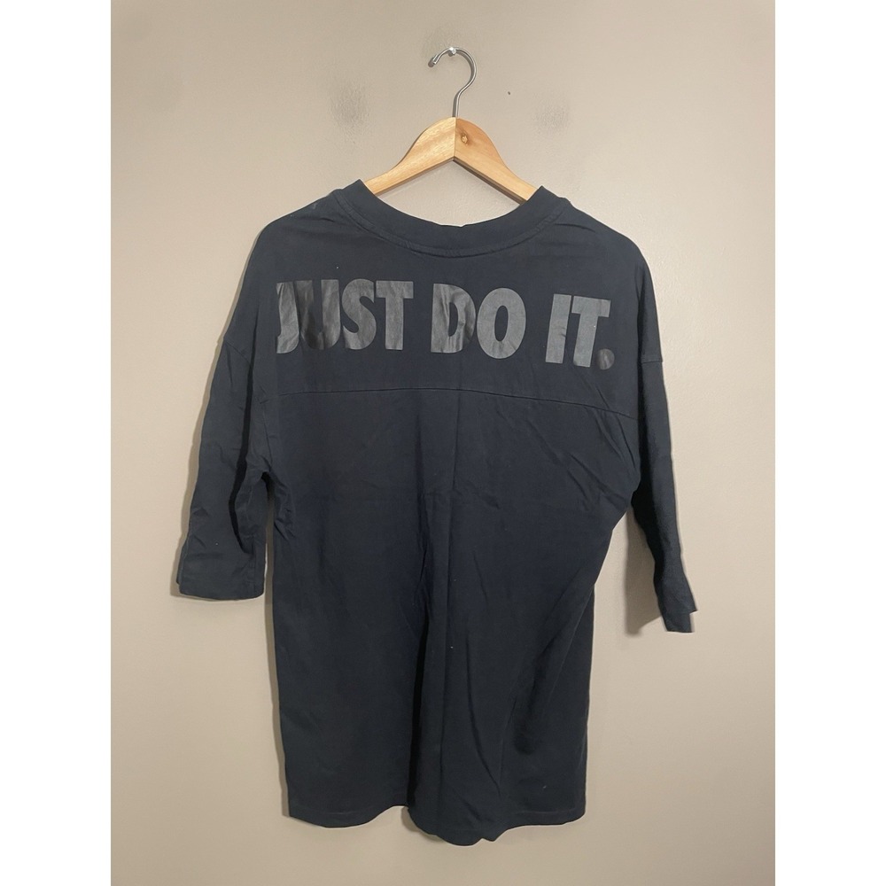 NIKE Just Do It Raglan Shirt Men's Large V-Neck Black - Picture 3 of 6